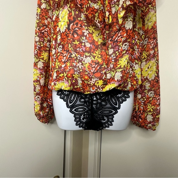 NWT Free People Ruffle Bodysuit with lace bottom - Picture 10 of 11